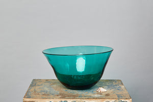 Large Blown Green Glass Blenko Bowl