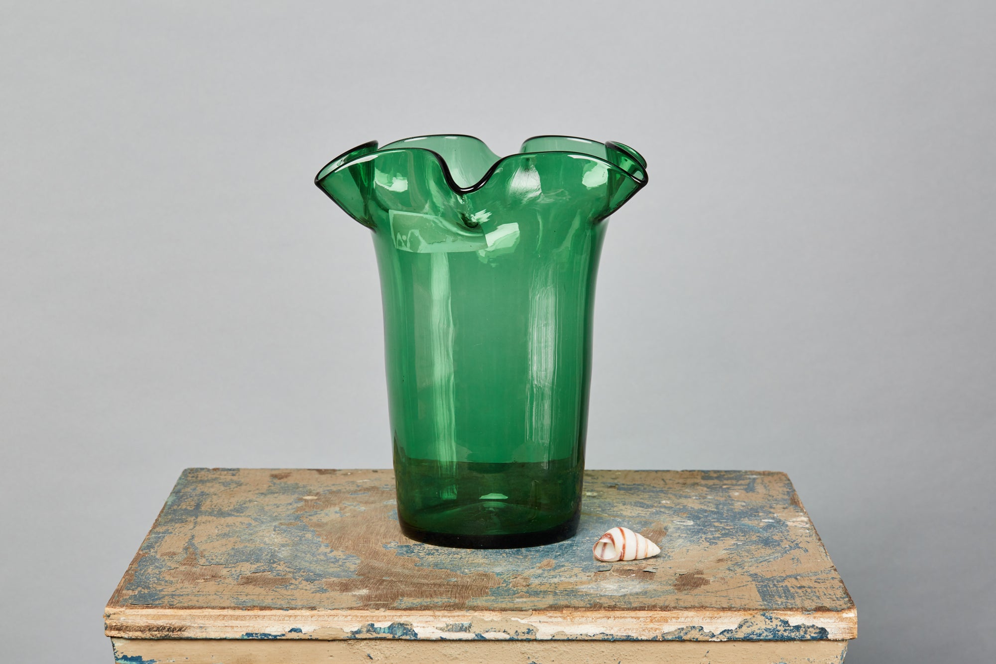 Green Blenko Vase with a Molded Rim