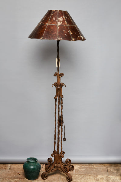 Wrought Iron Floor Lamp with Mica Shade