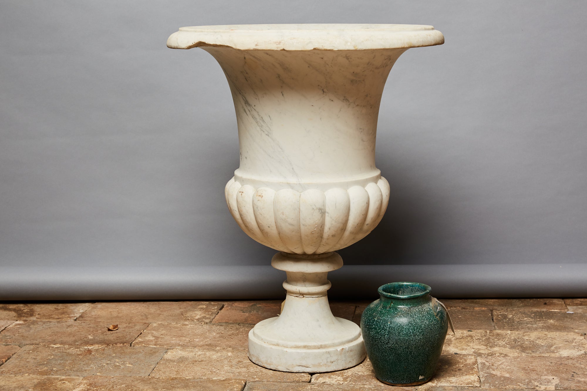 19th Century White Marble Campagne Shape Italian Urn as a Fountain