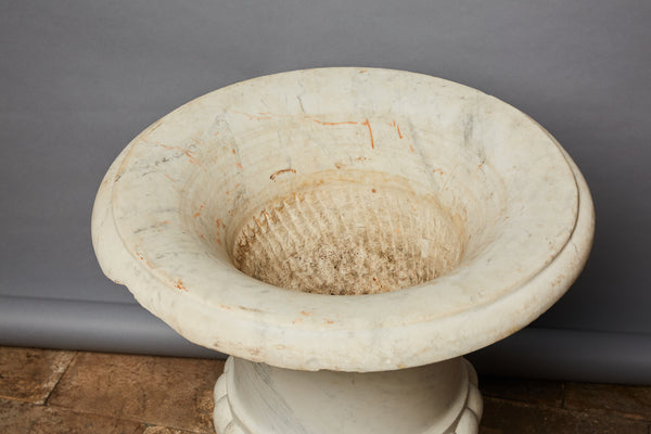 19th Century White Marble Campagne Shape Italian Urn as a Fountain