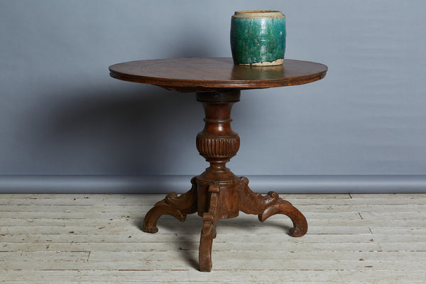 Mid 19th Century Round Teak Dining Table with a Single Board Top