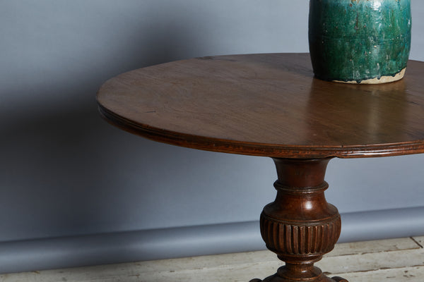 Mid 19th Century Round Teak Dining Table with a Single Board Top