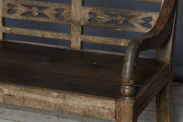 Classic Javanese Dutch Colonial Teak Bench