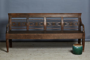 19th Century Finely Carved Teak Bench from Jakarta