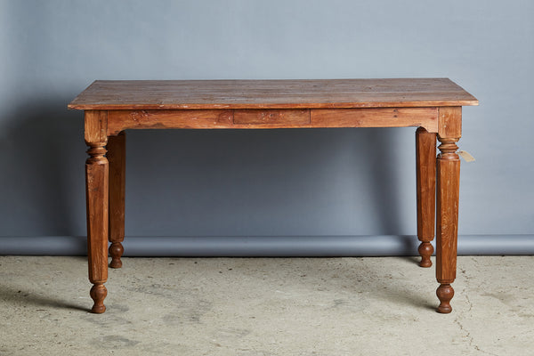 Dutch Colonial Table from Java with Square Tapered Legs and a Thick Teak Top