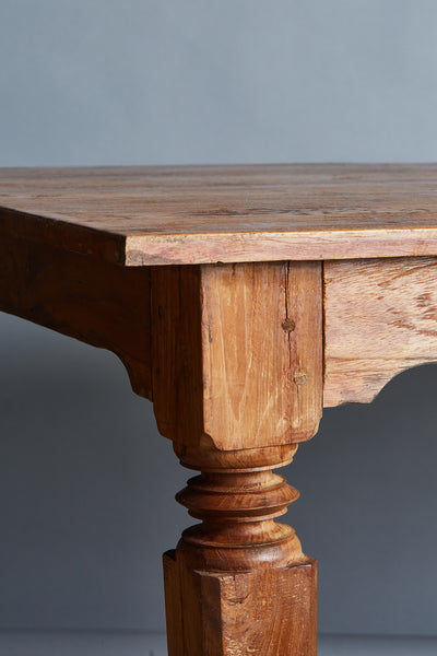Dutch Colonial Table from Java with Square Tapered Legs and a Thick Teak Top