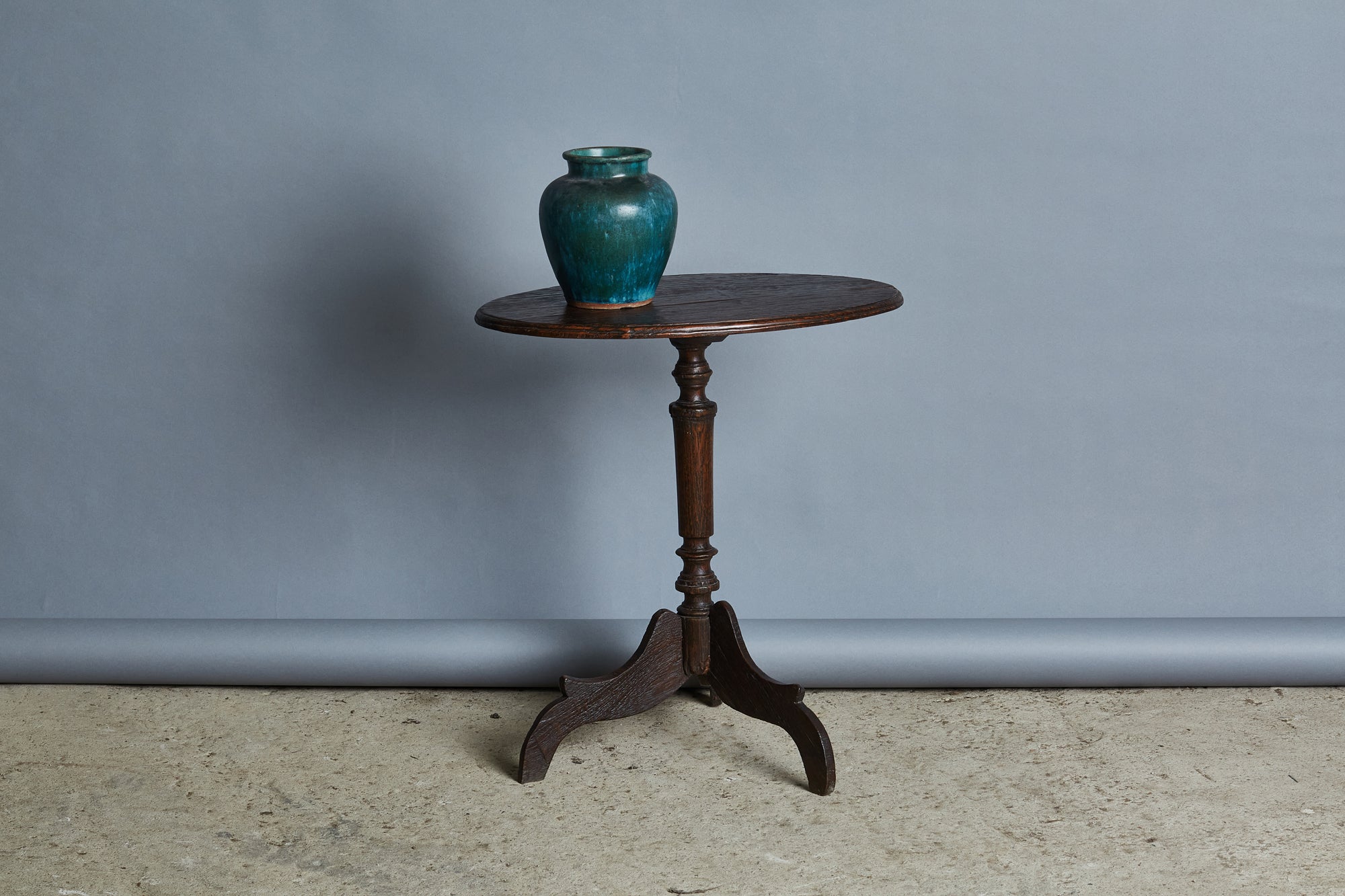 Oval Top Teak Candle Stand from Java
