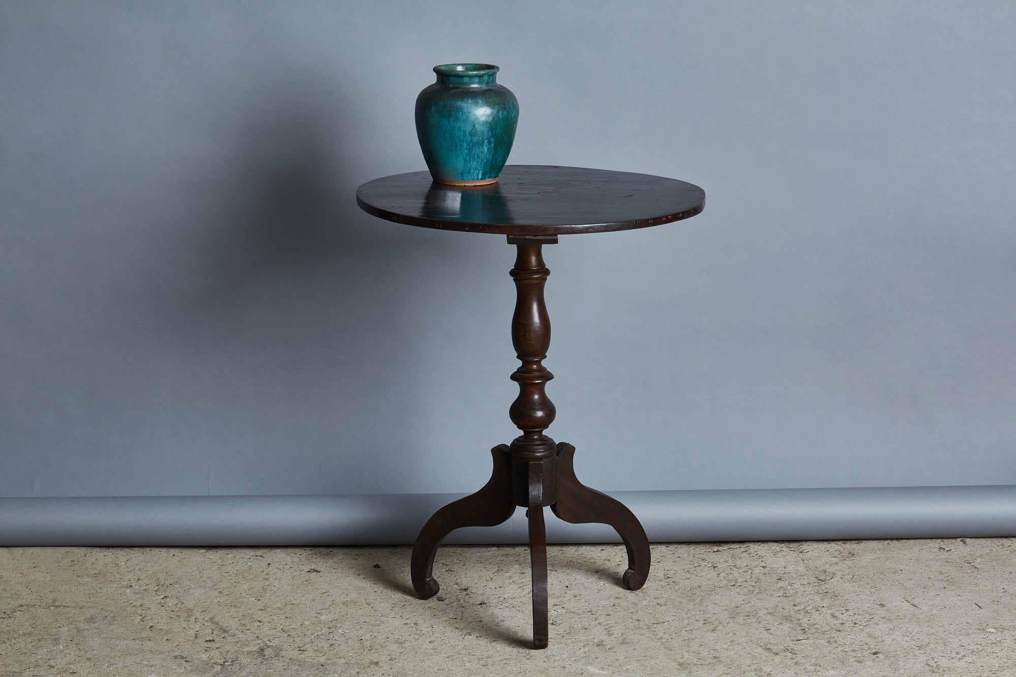 Early Teak Colonial Candle Stand from Indonesia