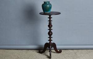 Tall Teak Plant Stand with an Elaboratly Turned Base