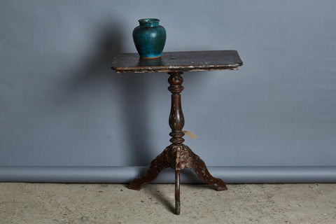 Square Topped Teak Colonial Candle Stand with a Nicely Turned Base