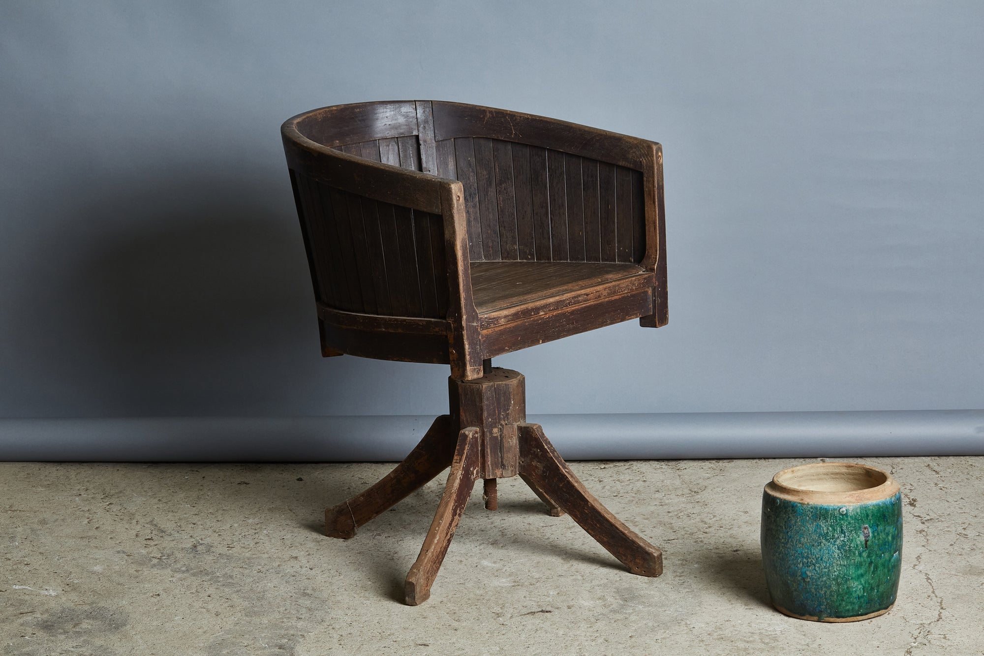 1930's Teak Swivel Desk Chair from Java