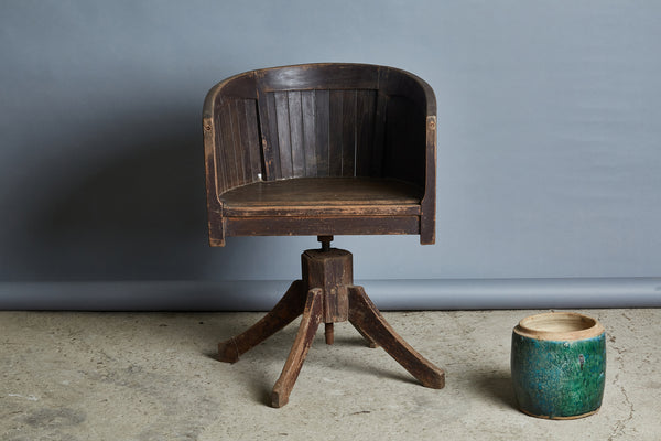 1930's Teak Swivel Desk Chair from Java