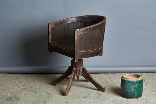 1930's Teak Swivel Desk Chair from Java