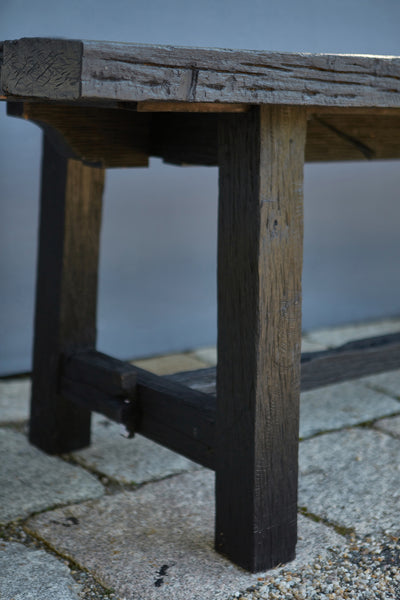 Ebonized Ulin Wood Dining Table with Inlayed 18th Century Belgian Bluestone