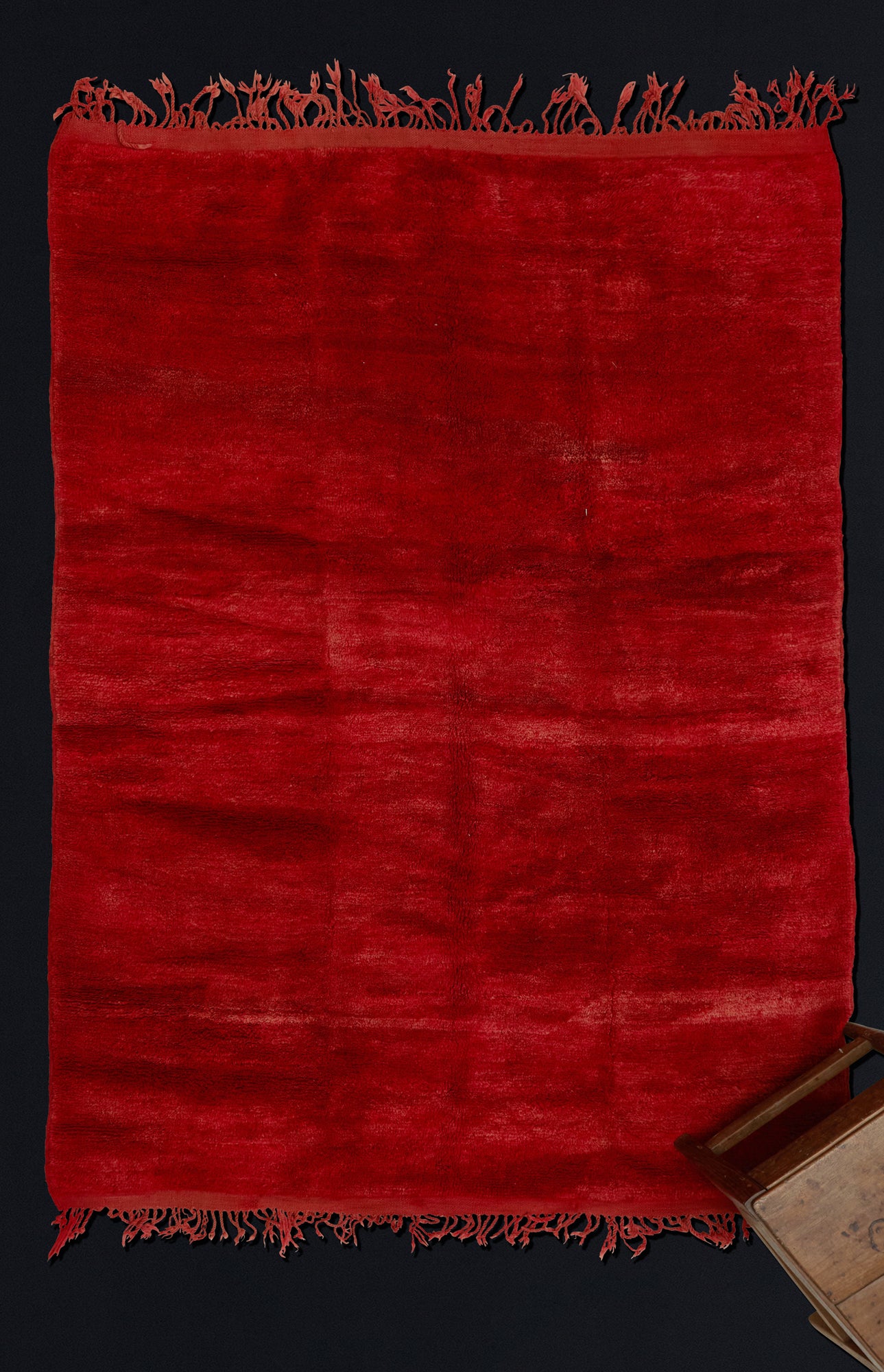 Medium Sized All Red Chichaoua Carpet with Fringe on Both End .............................. (5' 8'' x 7' 10'')