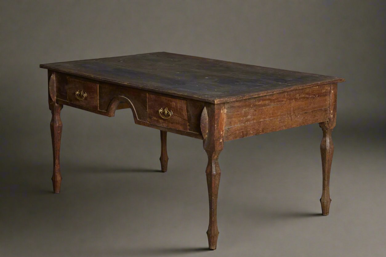 19th Century Dutch Colonial Teak Planters Desk from Java