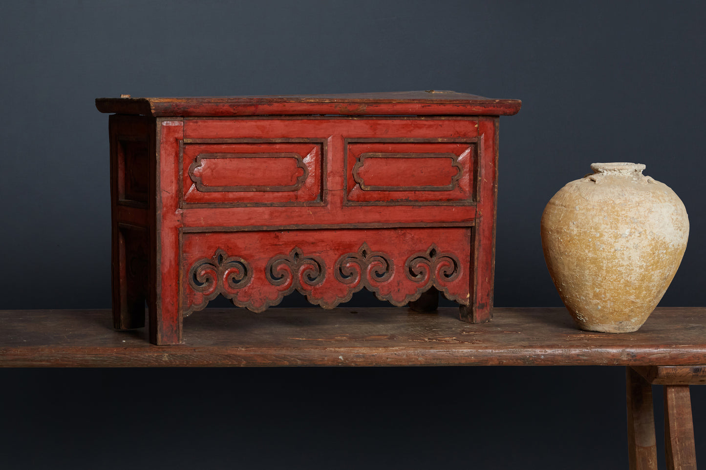 18th Century Tibetan Red Lama's Stool