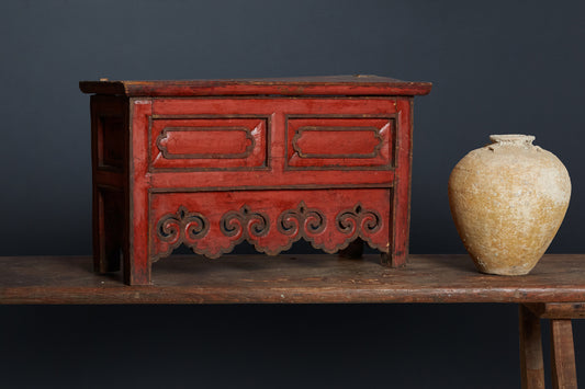 18th Century Tibetan Red Lama's Stool