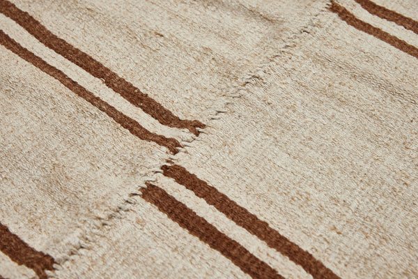 Medium 3 Section Wheat with Cinnamon Double Striped Hemp Carpet..........(6' 4" x 11' 9")