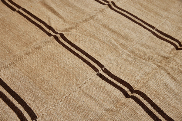 Large Dark Oatmeal Background with Double Chocolate Stripe Hemp Carpet........... (6' 2" x 15' 8")