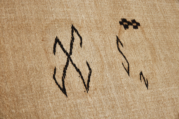 Medium 2 Piece Early Hemp Carpet with Random Symbols in Natural Brown Goat Hair ............. (4' 3'' x 12' 10'')