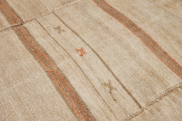 Large Hemp Carpet From Northern Iran with Grey and Peach Stripes..............(5' 4'' x 11' 11'')
