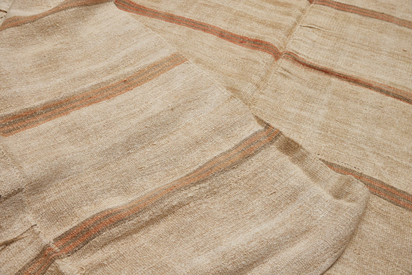 Large Hemp Carpet From Northern Iran with Grey and Peach Stripes..............(5' 4'' x 11' 11'')