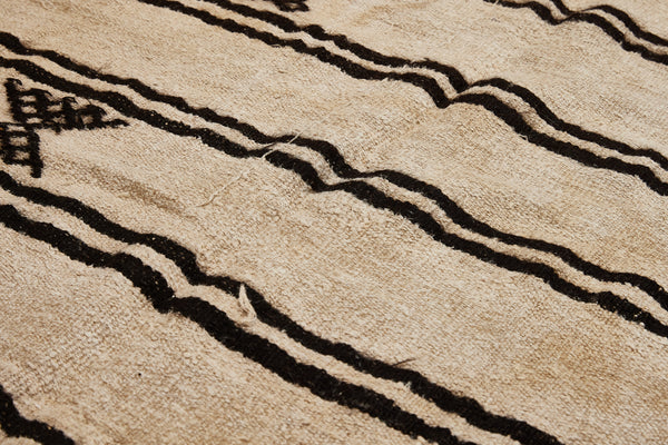 Medium Broadly Woven Double Striped Hemp Carpet with Floating Symbols.............(6' 8" x 11' 10.5")