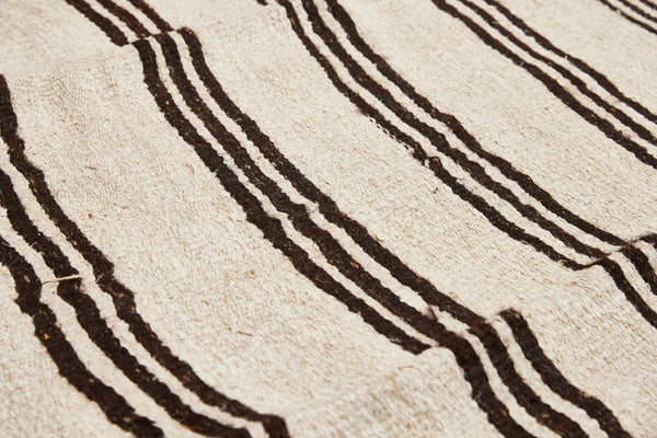 Medium Broad Woven Hemp and Goat Hair Striped Carpet from Northern Iran............(5' 2'' x 10' 4'')