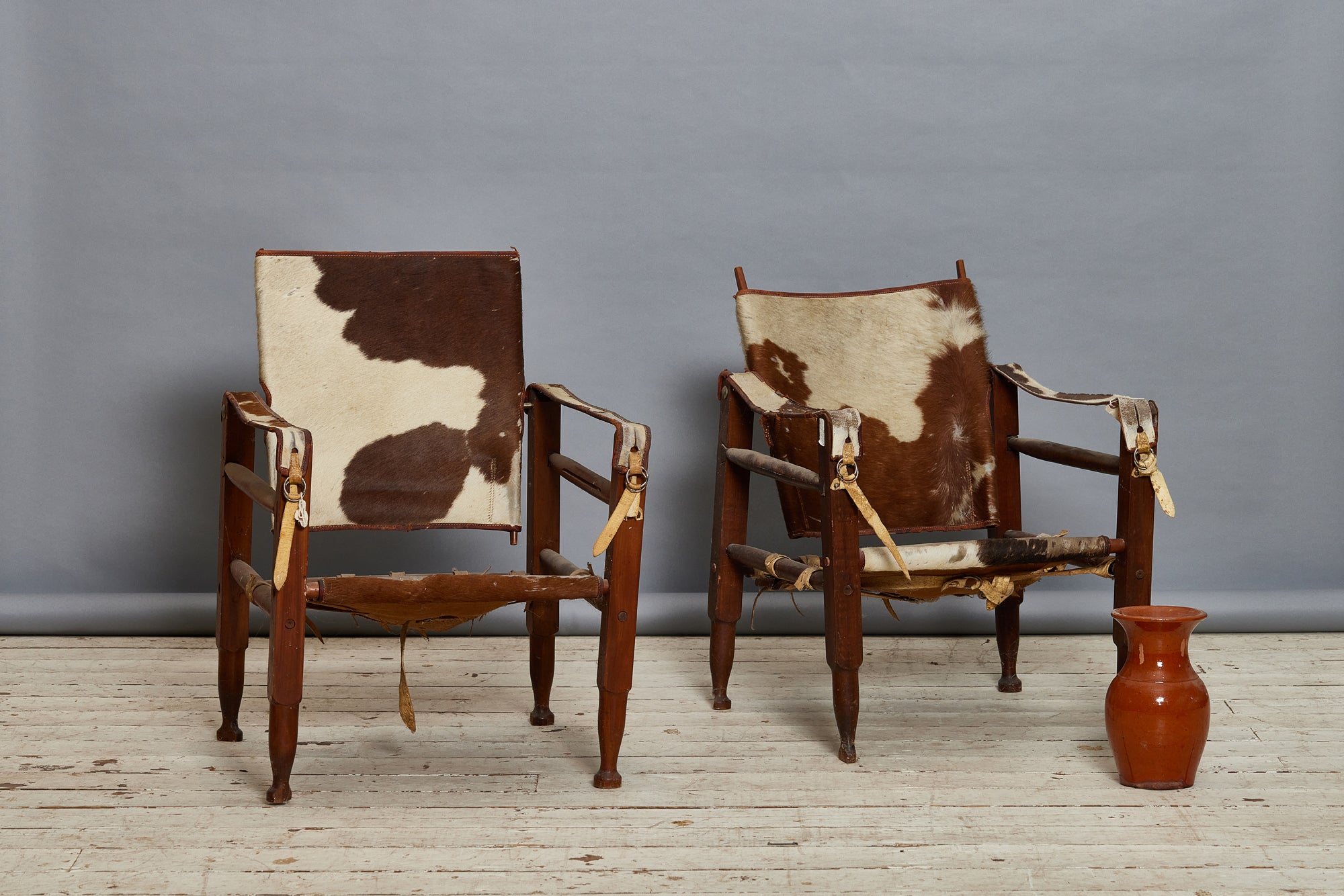 Pair of American Pony Skin Campaign Chairs circa 1900