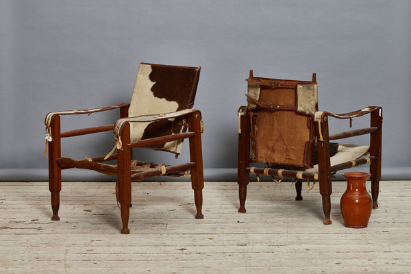 Pair of American Pony Skin Campaign Chairs circa 1900