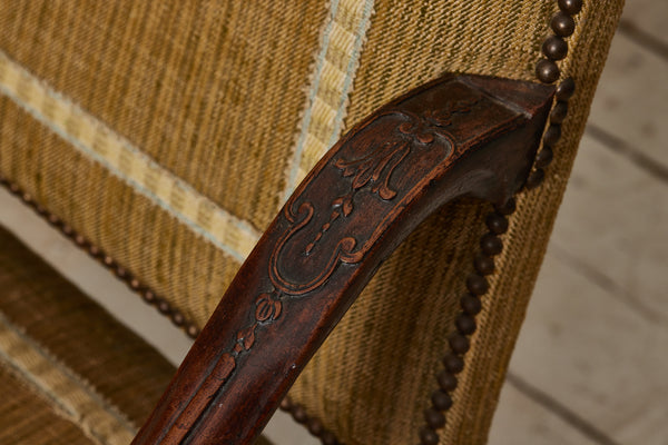 Mid 18th Century French Walnut Fauteuil Arm Chair with Delicate Carving