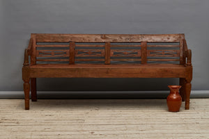 Teak Dutch Colonial Bench with Strong Arms & Legs From the Island of Java