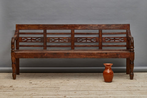 19th Century Slat Seated Dutch Colonial Bench from Sumatra
