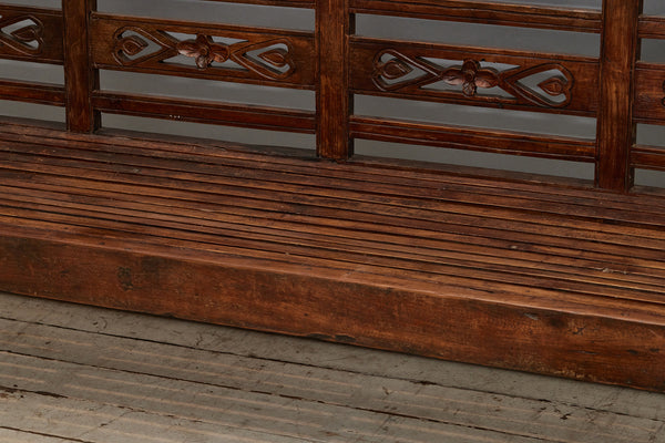 19th Century Slat Seated Dutch Colonial Bench from Sumatra