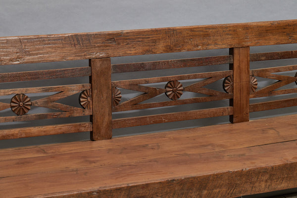 Teak Dutch Colonial Bench with Squared Tapered Leg from the Island of Sumatra
