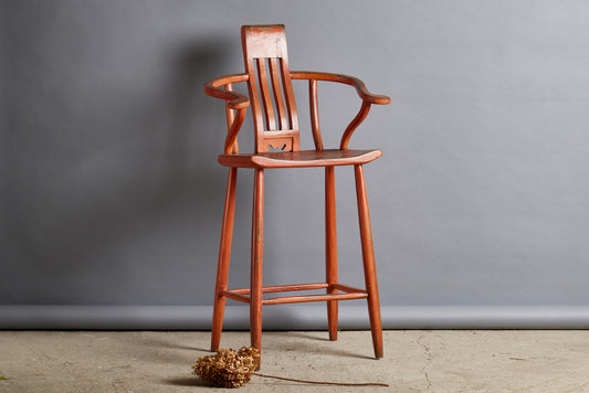1940's Red Teak Bar Stool from Java