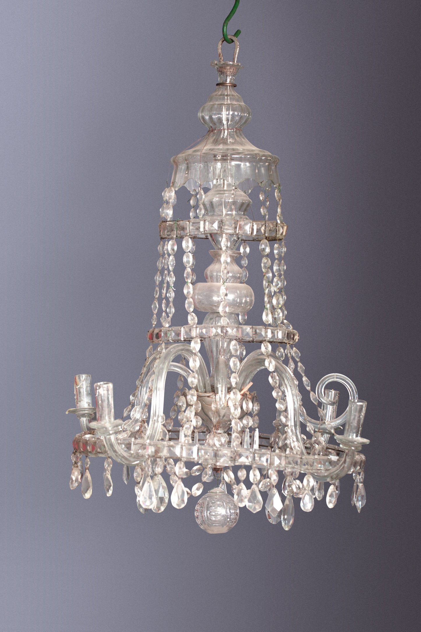 18th Century French Crystal Chandelier with Blown Arms & Cups