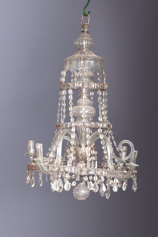 18th Century French Crystal Chandelier with Blown Arms & Cups