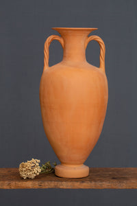 Large Greek Terra Cotta Footed Amphora with Braided Handles