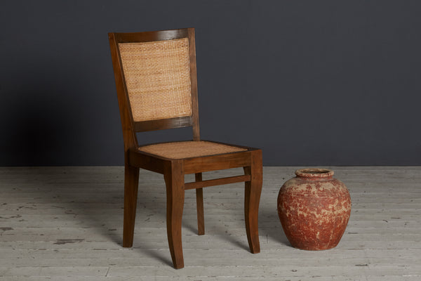 Set of 10 Teak & Rattan Side Chairs