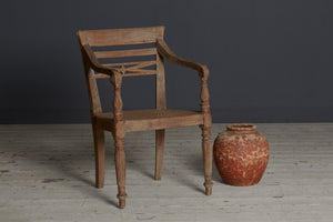 Original Dutch Colonial Raffles Chair with Woven Rattan Seat