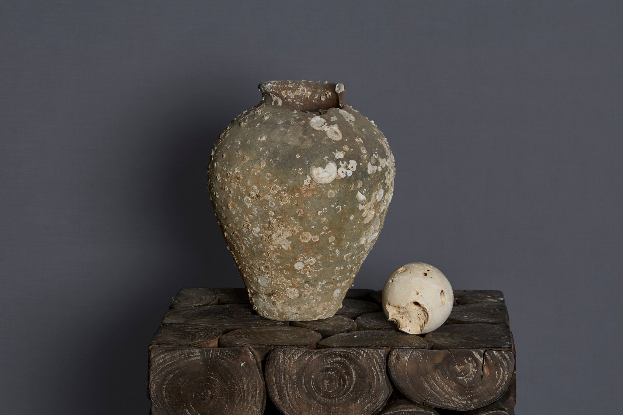 17th Century China Trade Shipwreck Jar with Damaged Lip & Shell Encrustations