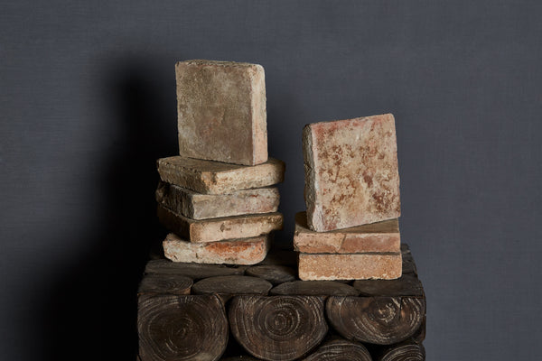 18th Century French Thick Square Burgundy Terracotta Tiles