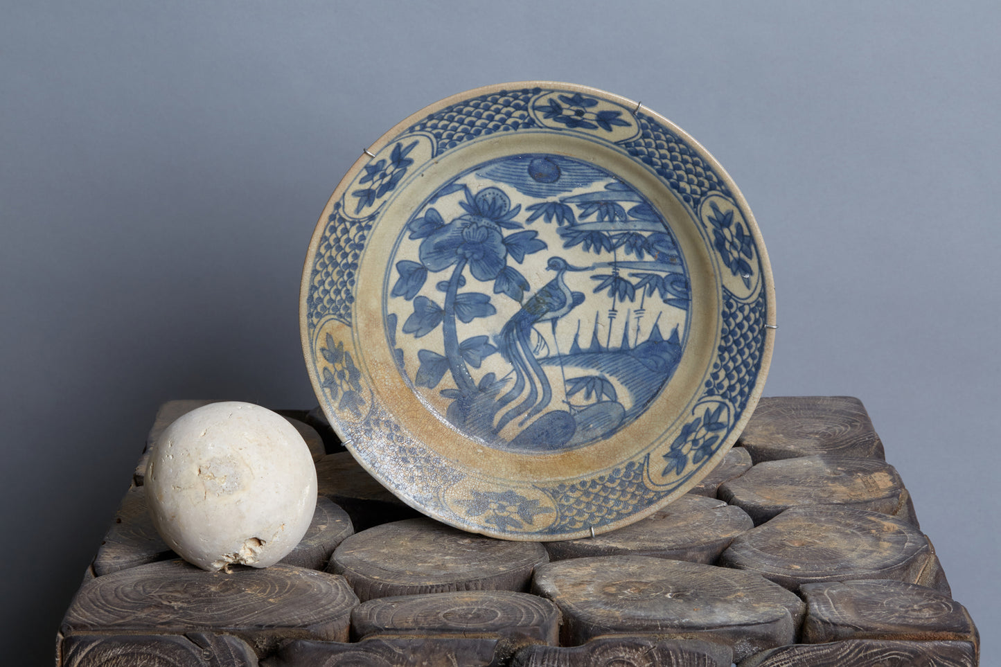 Ming Swatow Blue & White Shipwreck Plate ca 1540