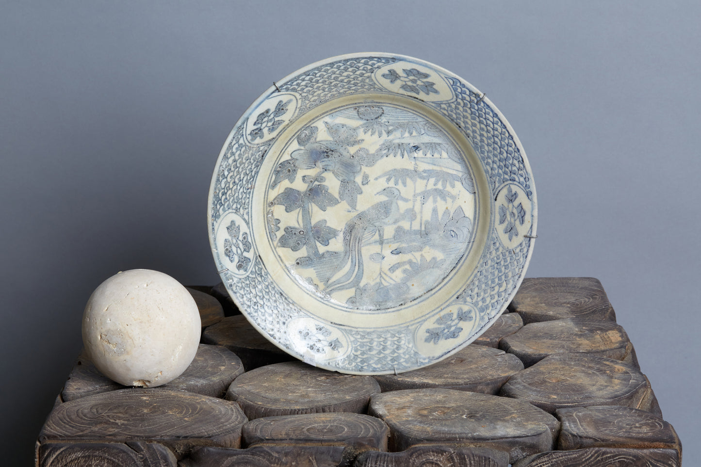 Ming Swatow Blue & White Shipwreck Plate ca 1540