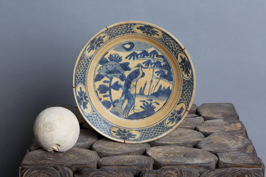 Ming Swatow Blue & White Shipwreck Plate ca 1540