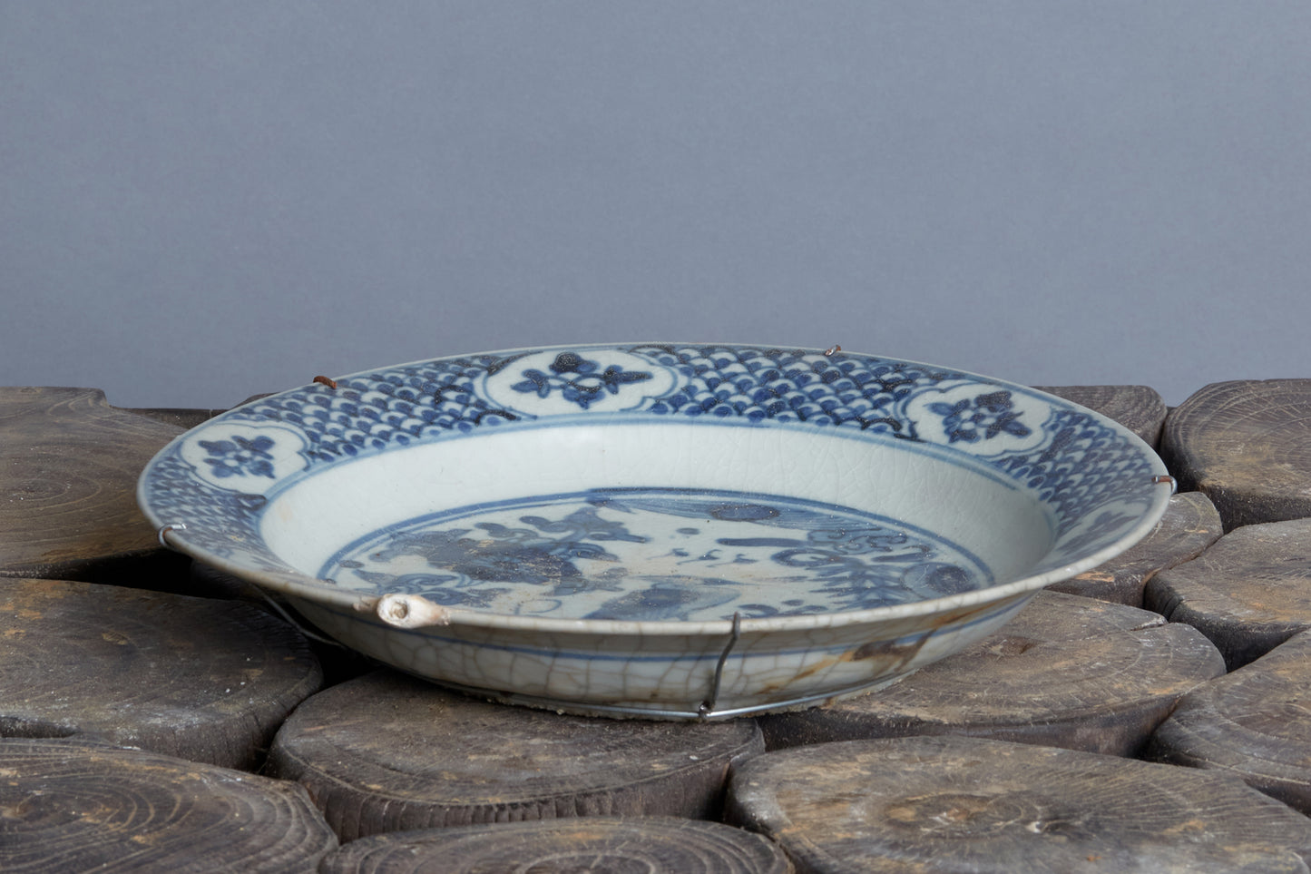 Ming Swatow Blue & White Shipwreck Plate ca 1540