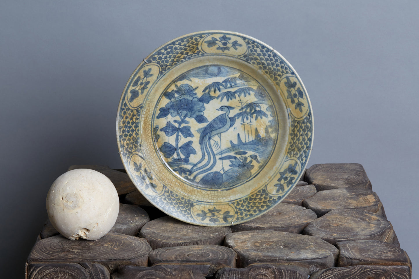 Ming Swatow Blue & White Shipwreck Plate ca 1540